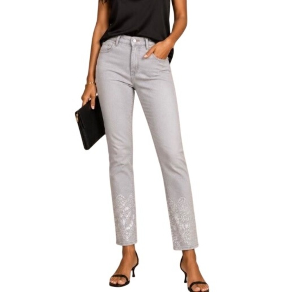 Chicos So Slimming Girlfriend Ankle Jeans Foil Hem Gray Seagull 1.5 570175943